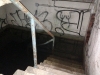 flooded basement and crude graffiti