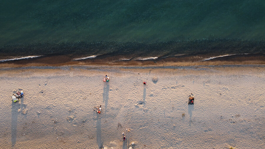 drone photo of beach and shoreline
